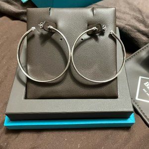 Maison De Birks 50mm 2” Diameter Muse Sterling Silver Hoop Earrings Mint cond.